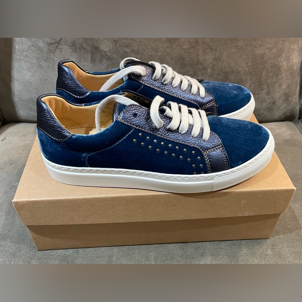 Penelope Chilvers Paradise Velvet/Metallic Trainer - Indigo/Ink, UK Size 39